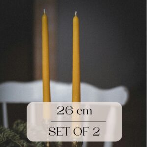 pair of beeswax dinner candles 26cm